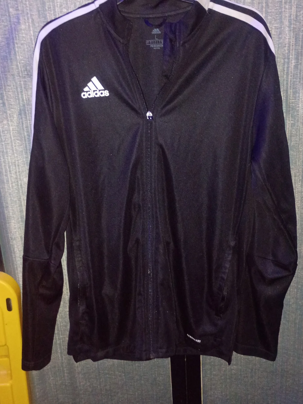 Adidas Men’s Black Track Jacket with White Stripes
